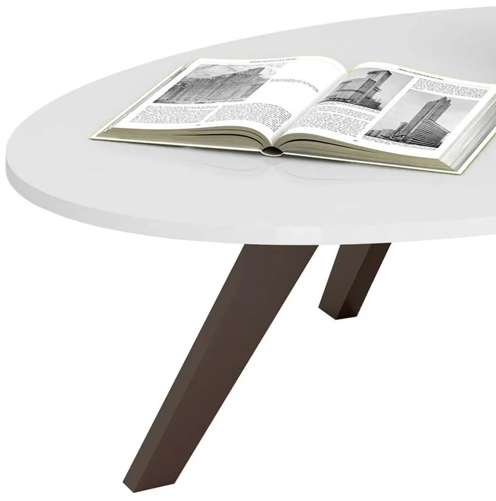 Mesa de Centro Alba Branco Laca Com Cafe - D'Rossi
