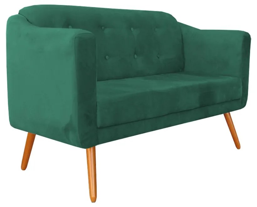 Namoradeira Bruna 1,40 m 2 Lugares Pés Palito Suede Verde Bandeira