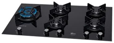 Cooktop a Gás Fischer 5 Bocas Tripla Chama Infinity Duo com Trempe de ferro fundido Mesa Vidro Bivolt