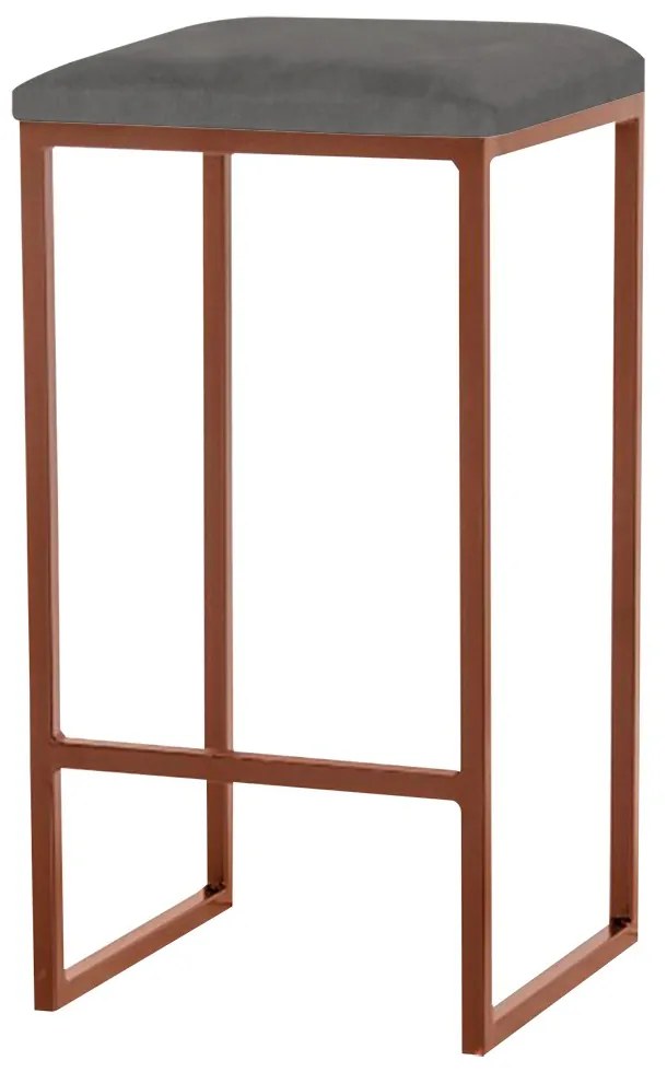 Banqueta Decorativa Billie Base Bronze Suede Cinza G41 - Gran Belo