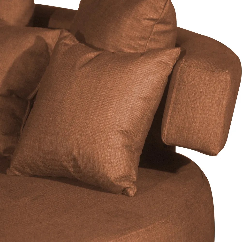 Sofá Chaise Eva Redondo 02 Lugares Suede Telha