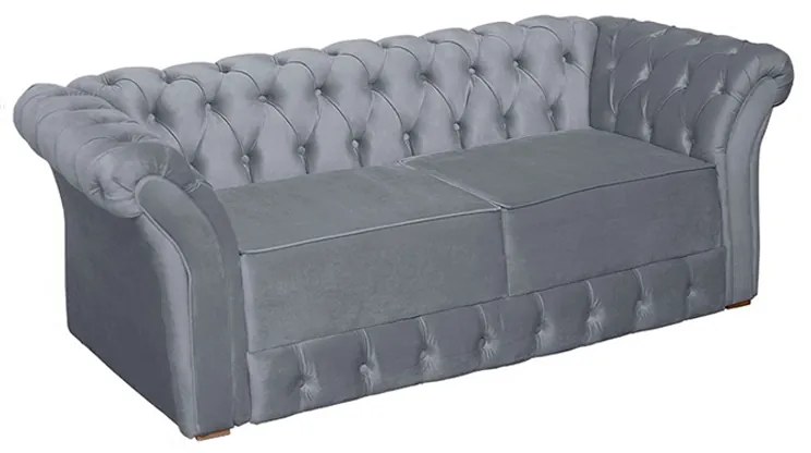 Namoradeira Sofá 2 Lugares Chesterfield Capitonê 186cm Veludo Cinza - Sheep Estofados - Cinza
