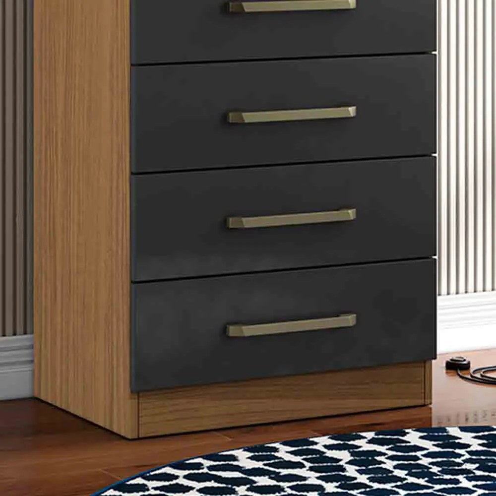 Cômoda para Quarto com 5 Gavetas 61cm Ingrid A09 - D'Rossi - Atacama e Grafite