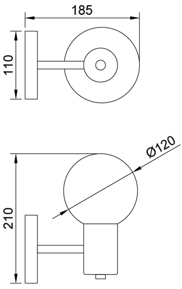 Arandela Nikko Ø12X18X15,5Cm C/ 1 Globos 1Xg9 / Haste Fixa / Globo Ø12... (AV-M - Avelã Metálico, CLEAR)