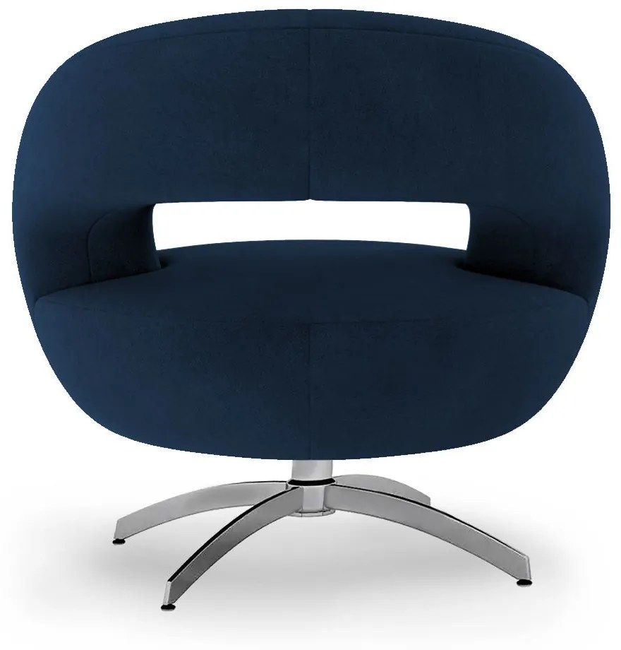 Poltrona Decorativa Base Giratória Topázio Veludo Azul - Sheep Estofados - Azul escuro