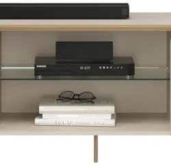 Rack Bancada de TV 75 Pol 241cm Ariane D04 Off White/Dourado - Mpozena