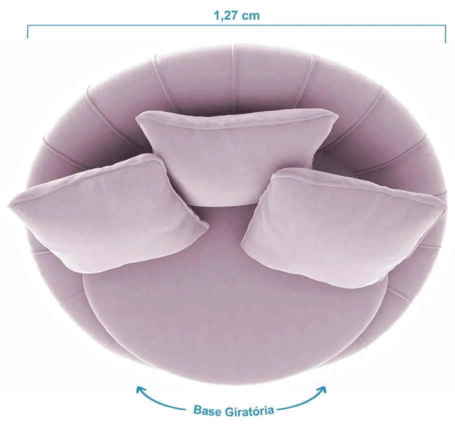 Poltrona Decorativa Redonda Giratória Glória Veludo Rosê - Sheep Estofados - Veludo Rosê
