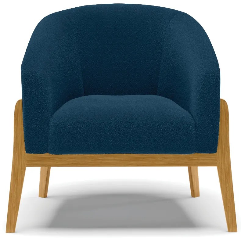Poltrona Decorativa Base Madeira Stella Bouclê D03 - D'Rossi - Azul