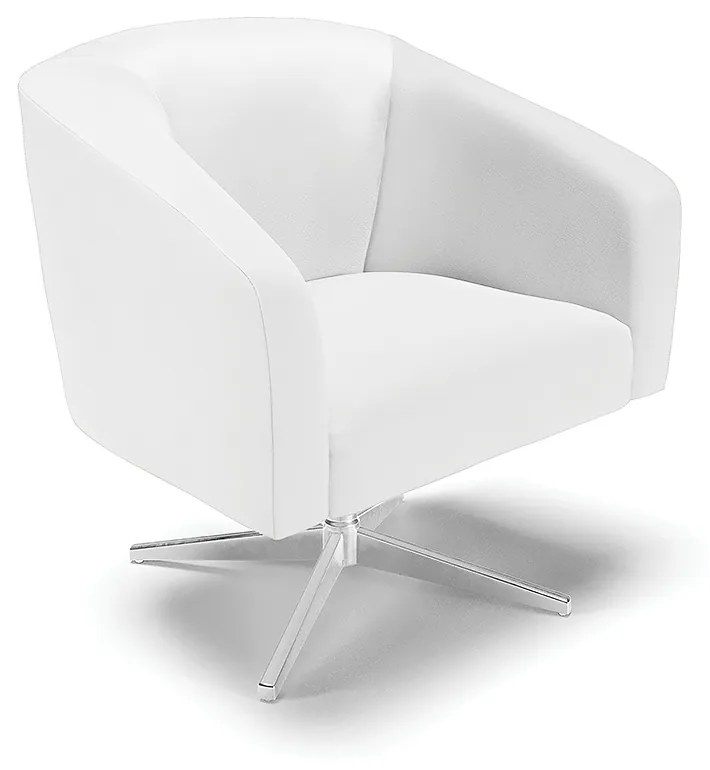 Poltrona Decorativa Giratória Cromada Kit 2 Stella Sintético Branco D03 - D'Rossi