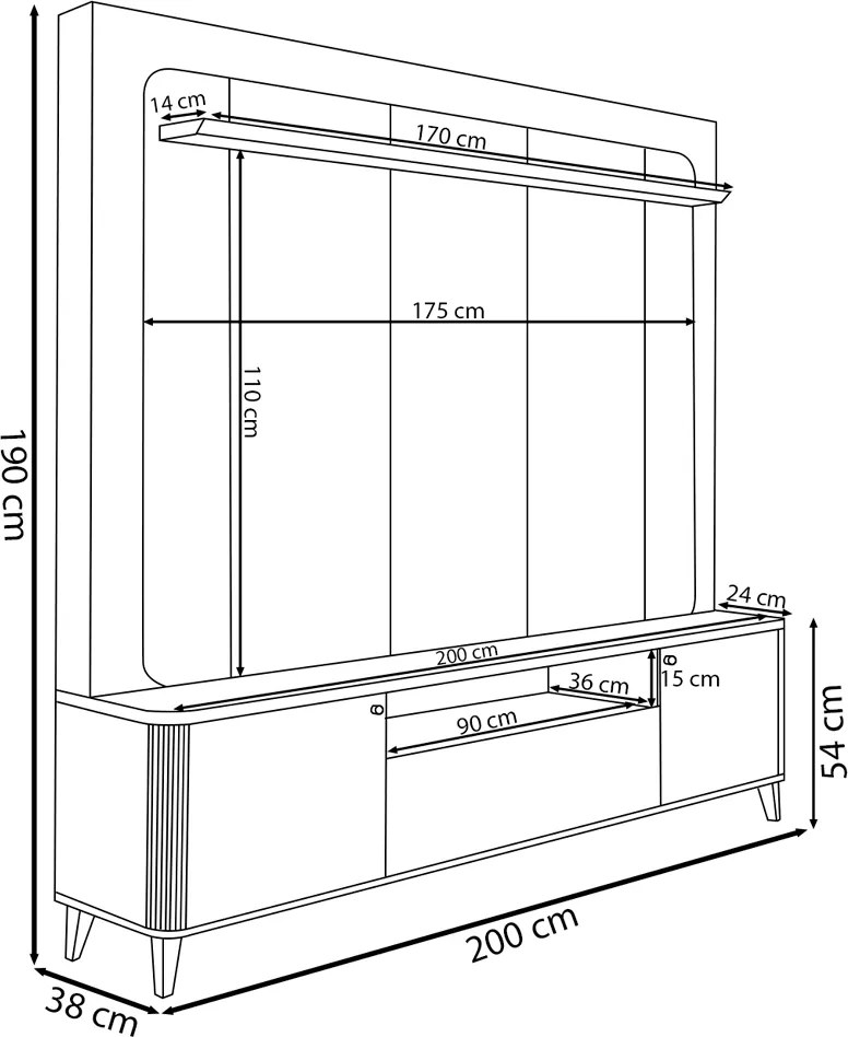 Home Decorativo Max MDP/MDF com Portas TV Até 70 Polegadas Tauari/Off White G77 - Gran Belo
