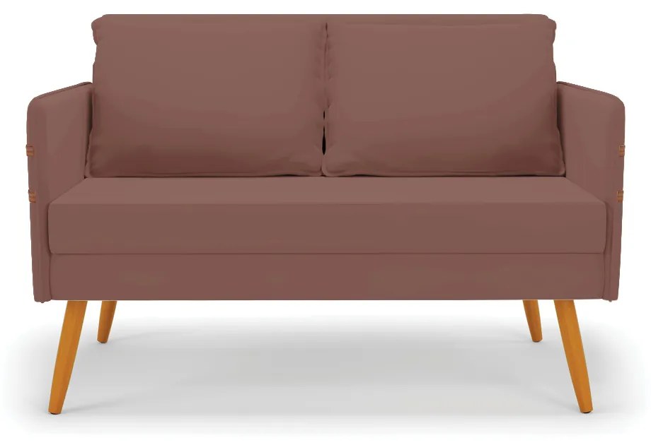 Kit 01 Namoradeira 02 Lugares e 02 Poltronas Mari Veludo Base de Madeira MA30 - Rose