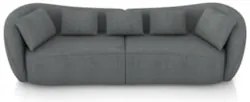 Sofá 3 Lugares 232cm Orgânico Pé Madeira Yume Linho Grafite Z55 - Mpoz