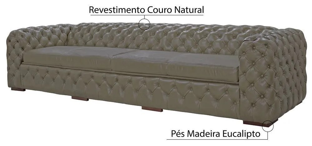 Sofá 3 Lugares Astúria 240cm Couro Fendi G58 - Gran Belo