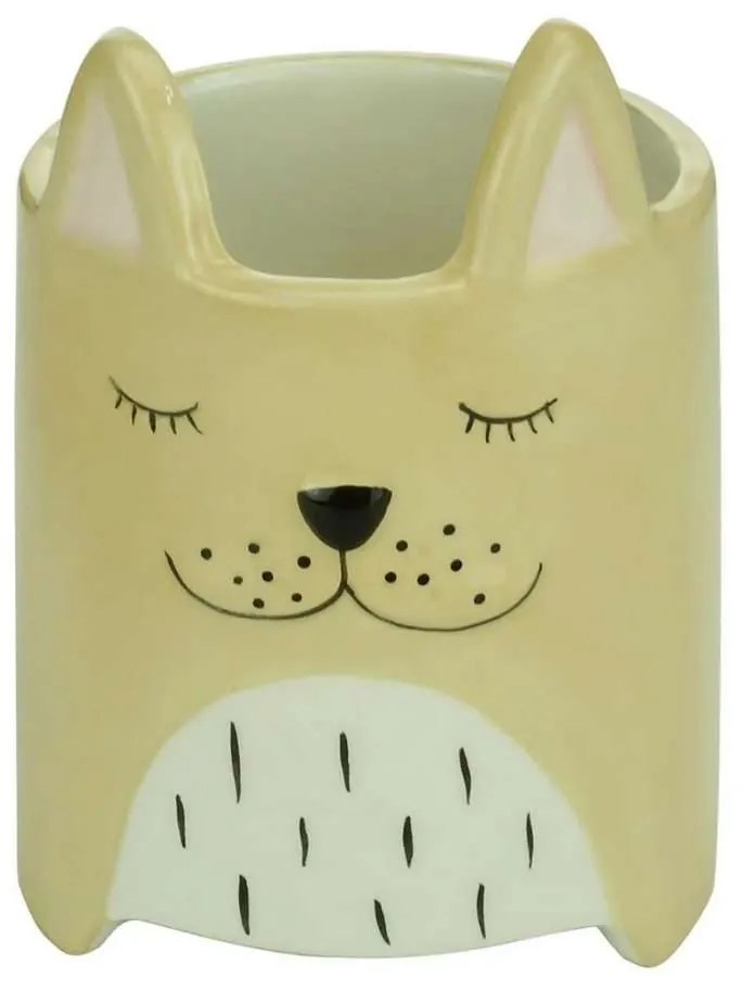 Cachepot Vaso Decorativo de Cerâmica Cachorro Bege