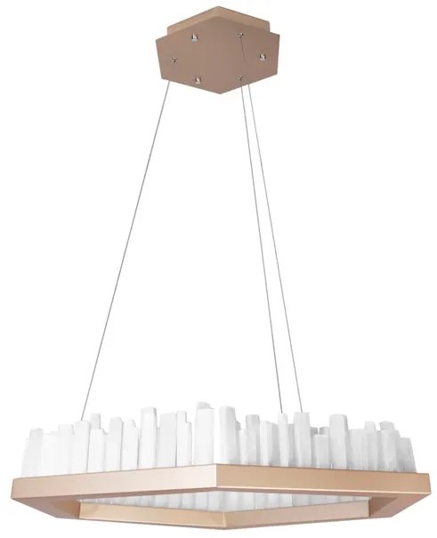 Pendente Led Cristal E Aluminio Dourado 70W 3000K Felsen