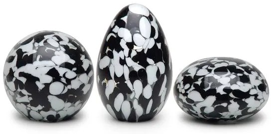 Conjunto com 3 Pesos Pequenos Multicor Preto e Branco Murano Cristais Cadoro