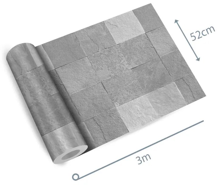 Papel de parede adesivo pedra lajota cinza