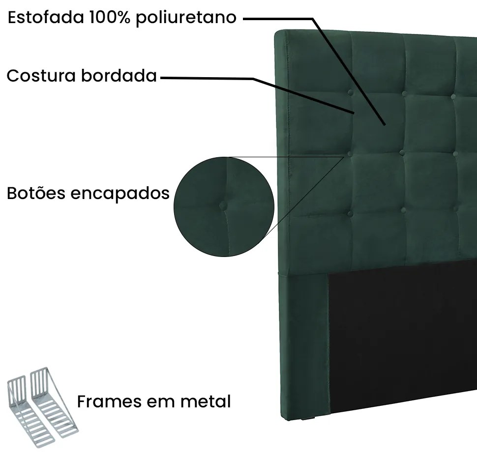 Cabeceira Cama Box Casal 140 cm Verona Veludo S04 - D'Rossi - Verde
