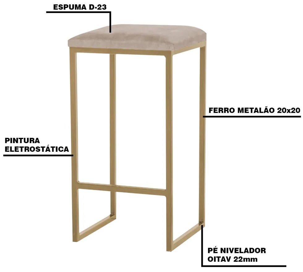 Kit 2 Banqueta Decorativa Billie Base Gold Suede Cappuccino G41 - Gran Belo