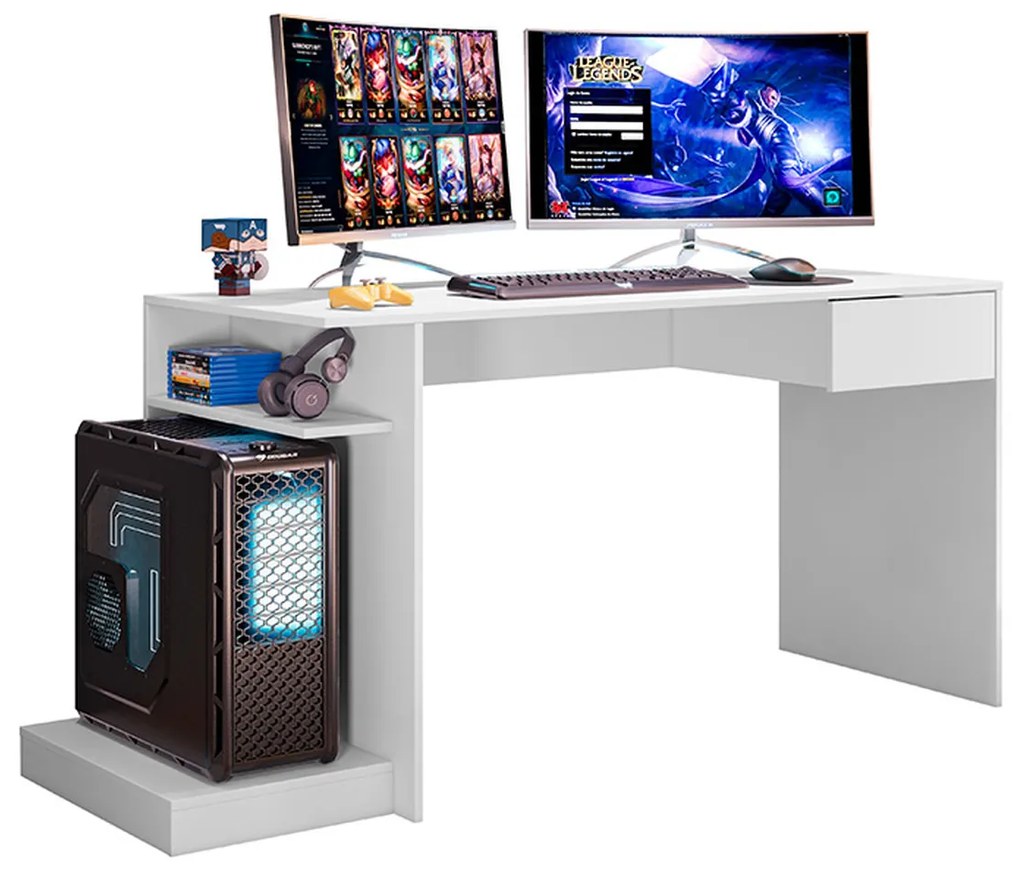 Mesa Gamer Escrivaninha Para Computador Monster Rubi Branca - Mobler