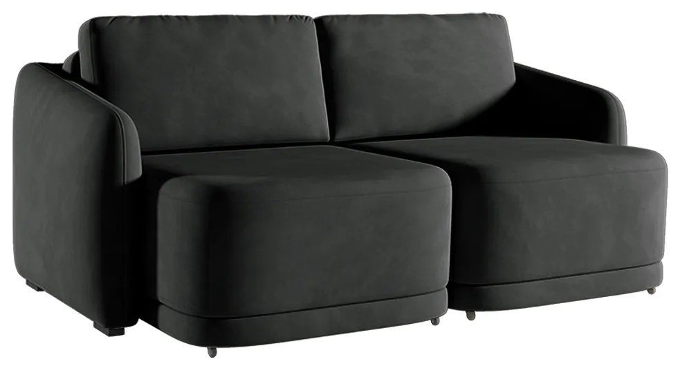 Sofá Cama Modulado Retrátil e Reclinável Decorativo Varsóvia 216cm Veludo Cinza Chumbo G33 - Gran Belo