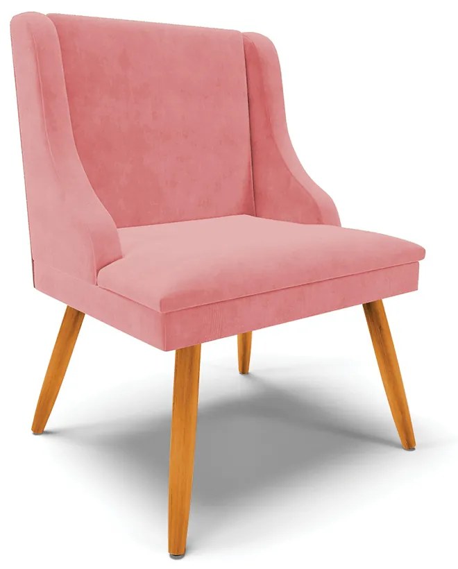 Cadeira de Jantar Liz Suede Pés Palito Castanho D03 - D'Rossi - Rose