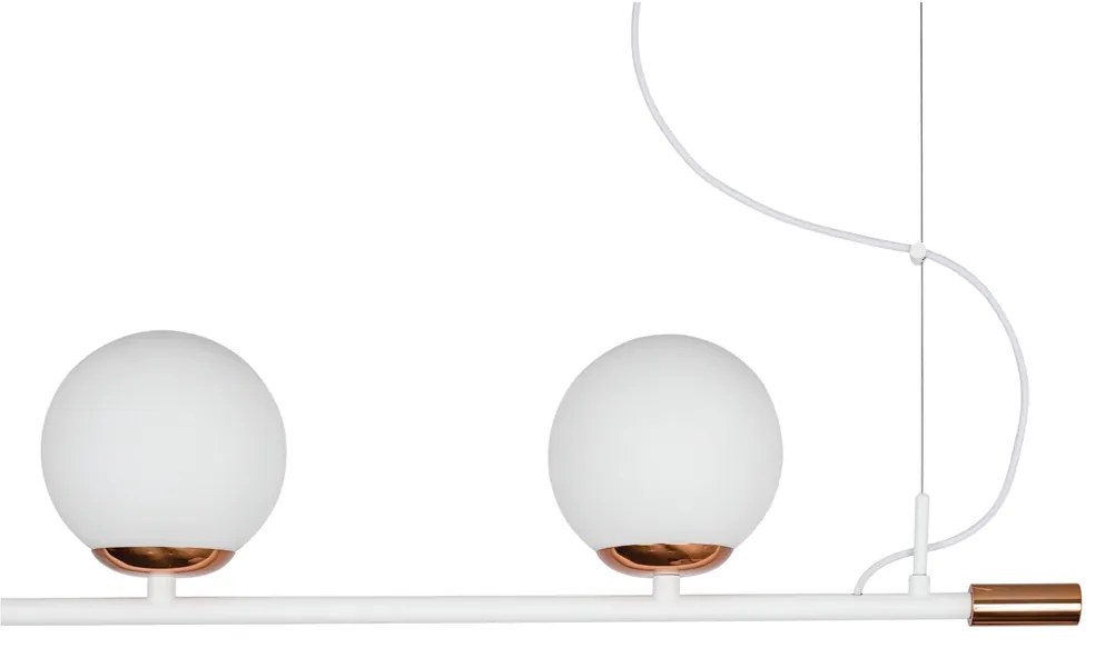 Pendente Vittu 150X30Cm 3Xmr16 Gu10 + 2Xe27 G45 / Cabo Aço Chumbador +... (BT / CB-PV - Branco Texturizado / Cobre Brilho Polido Verniz, CLEAR)