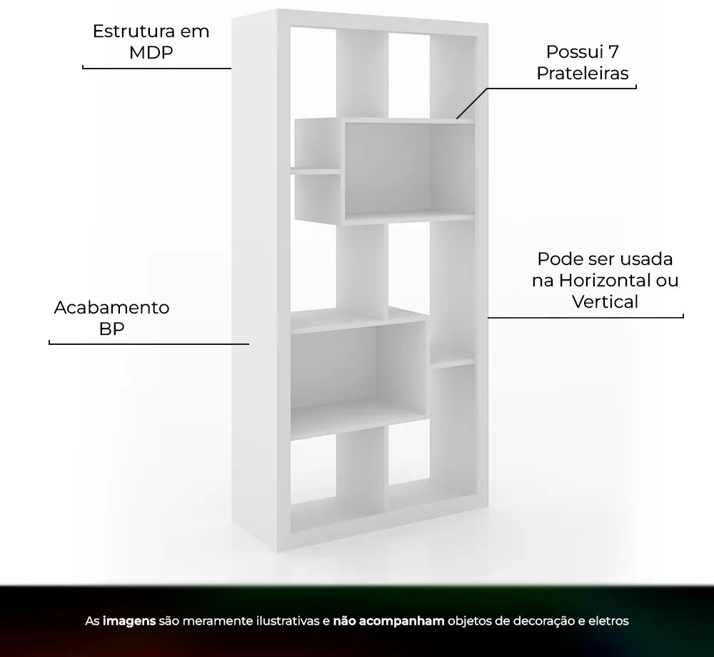 Estante Aberta Escritório Sala de Estar Home Ofice E1712 MDP Branco G69 - Gran Belo