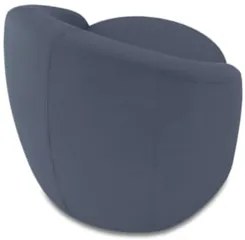 Poltrona Sala Giratória Redonda 91cm Steve Suede Azul Marinho I01 - M