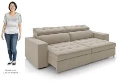 Sofá Retrátil Reclinável 3 Lugares 246cm Vick Z32 Suede Bege - Mpozena
