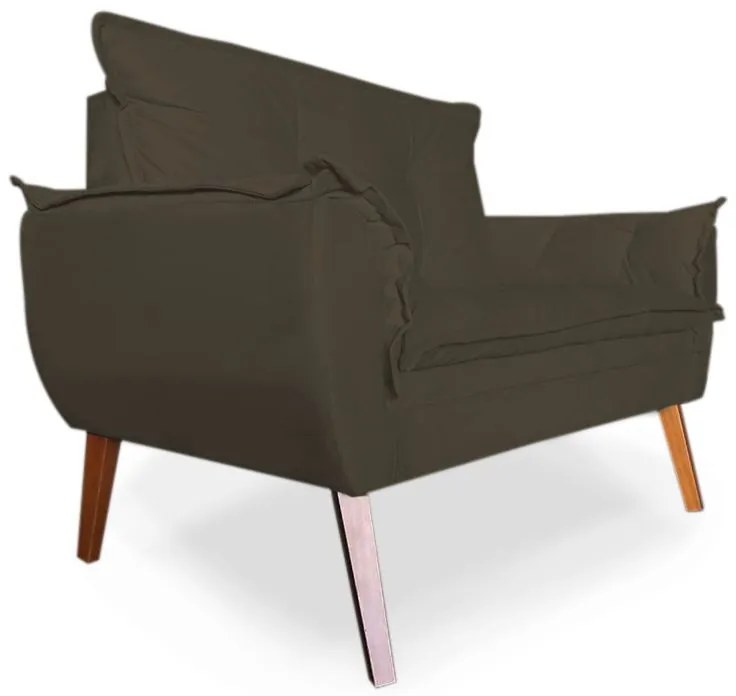 Kit 2 Poltronas 1 Namoradeira Apolo Pés Madeira Suede Marrom - Sheep Estofados - Marrom