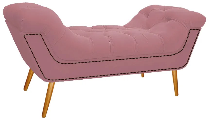 Kit Cabeceira e Calçadeira Veneza 100 cm Solteiro Suede Rosa Bebê - ADJ Decor