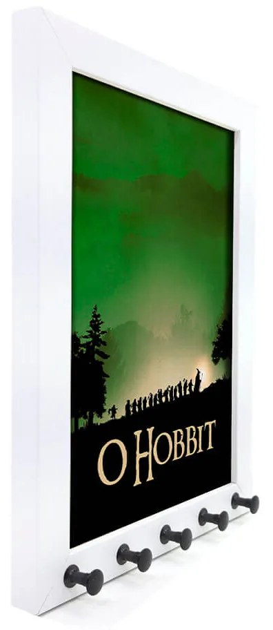 Porta Chaves Moldura 5 Ganchos O Hobbit Senhor dos Anéis - Branco