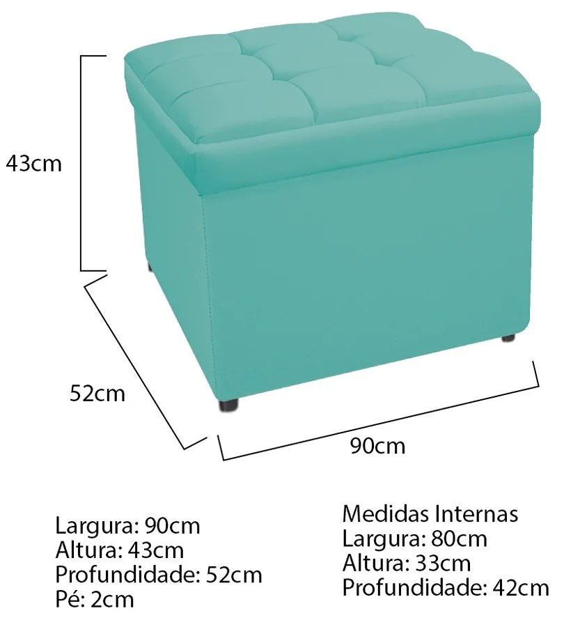 Calçadeira Copenhague 90 cm Solteiro Suede Azul Tiffany - ADJ Decor