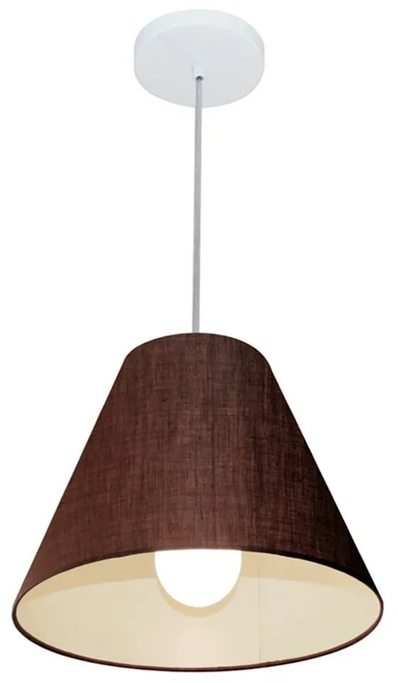 Lustre Pendente Cone Md-4028 Cúpula em Tecido 25/30x12cm Café - Bivolt
