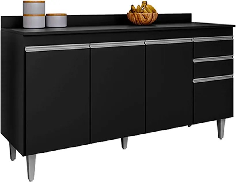 Conjunto Balcão de Cozinha com Tampo Dodoma MDP/BP Preto G96 - Gran Belo