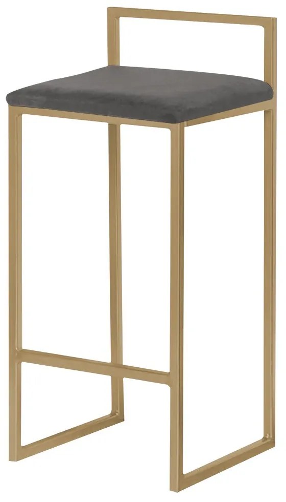 Banqueta Decorativa Jasmine Base Gold Suede Cinza G41 - Gran Belo