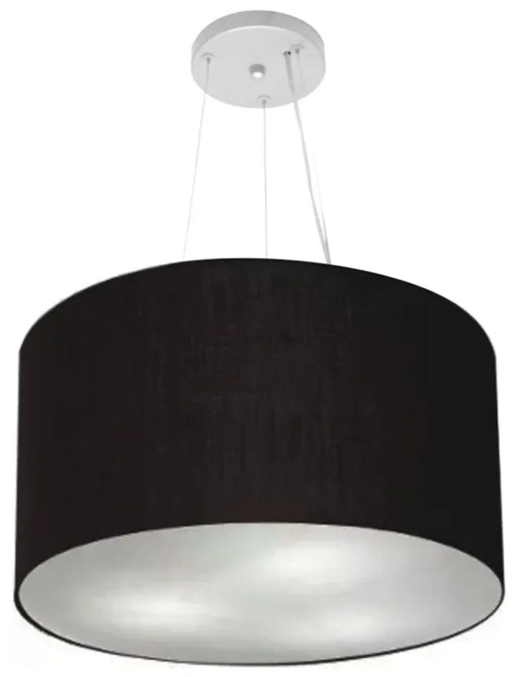Lustre Pendente Cilíndrico Md-4187 Cúpula em Tecido 45x30cm Preto - Bivolt