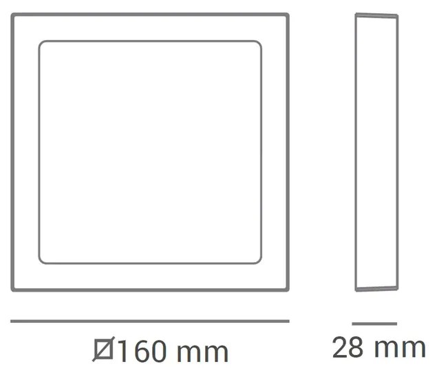 Luminária De Sobrepor Quadrado 12W 4000K Led Bivolt 17X17X3Cm Plafon |... (Branco)