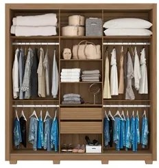 Guarda Roupa 3 Portas 2 Gavetas Com Pés Quadrado Residence D02 Amendol