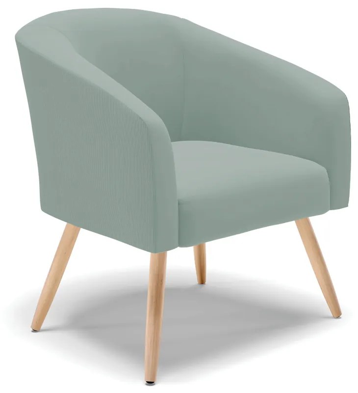 Poltrona Decorativa Pé Palito Natural Stella Cotelê Ext/Veludo D03 - D'Rossi - Menta