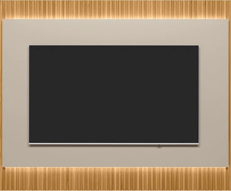 Painel Decorativo Singapura MDP/MDF TV até 70 Polegadas Ripado 1.8 Tauari/Off White G77 - Gran Belo