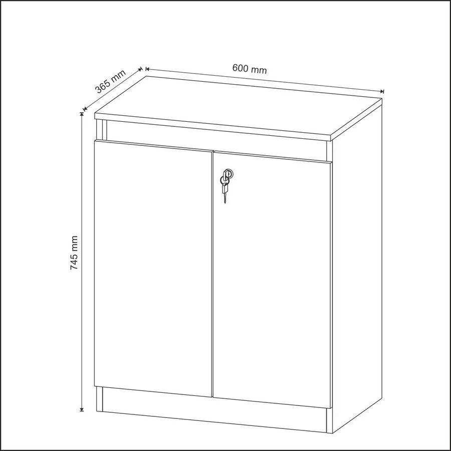 Balcão Com Chave Escritório Home Office 2 Portas Branco