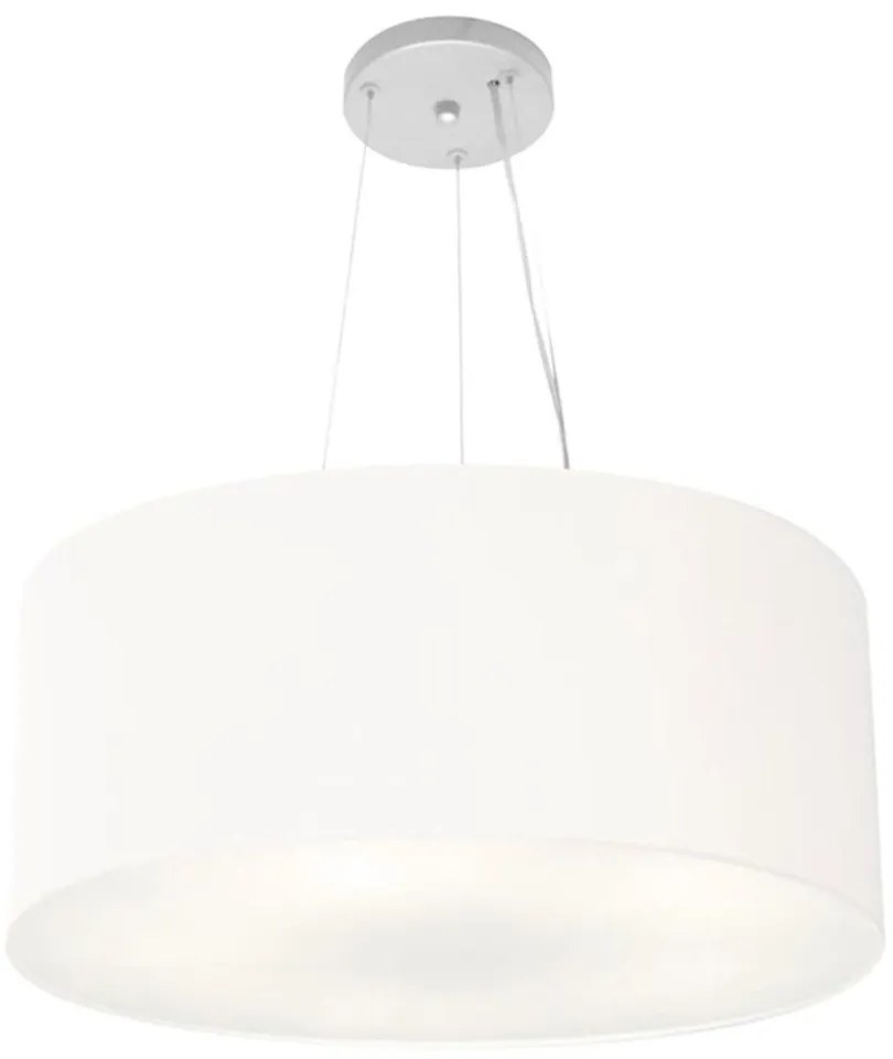 Lustre Pendente Cilíndrico Md-4188 Cúpula em Tecido 50x25cm Branco - Bivolt