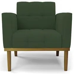 Sofá Namoradeira e 2 Poltronas Base Madeira Castanho Ana Veludo Verde