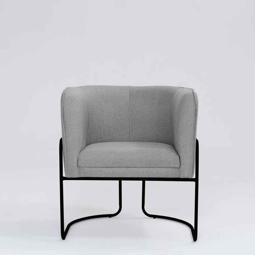 Poltrona Decorativa Belinda D07 Base Aço Linho Mescla Elefante - D'Rossi