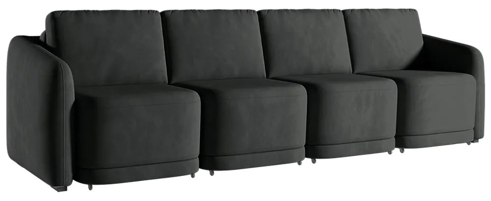 Sofá Cama Modulado Retrátil e Reclinável Decorativo Varsóvia 316cm Veludo Cinza Chumbo G33 - Gran Belo
