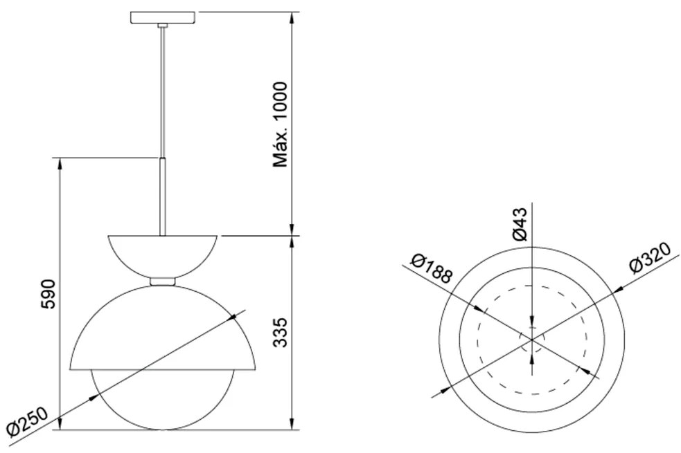 Pendente Bibelô Ø32X33,5Cm Globo 25Cm 1Xe27 / Anel Distanciador Cobre... (MR-T - Marrom Texturizado)