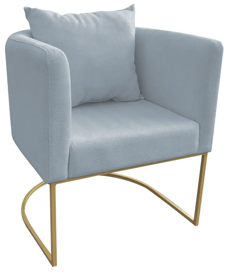 Poltrona Paola Linho Base Metálica Dourado D03 - D'Rossi - Cinza Claro A05