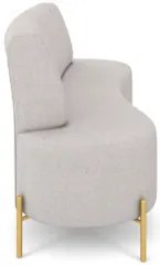 Sofá 2 Lugares 135cm Pés Aço Dourado Tamar Linho Areia Z08 - Mpozenat